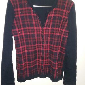 Tommy Hilfiger Red and Black Plaid Long Sleeve Button Down Shirt